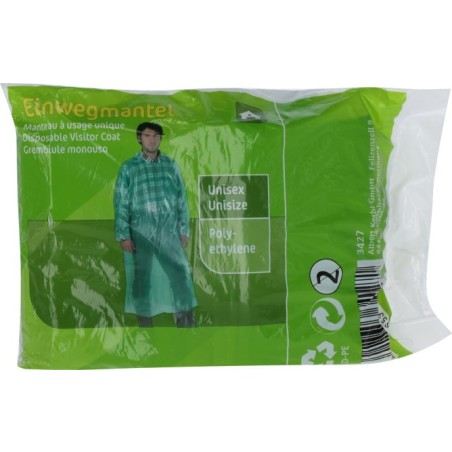 Engangs-frakk, Grøn 135cm, PE, 20stk....