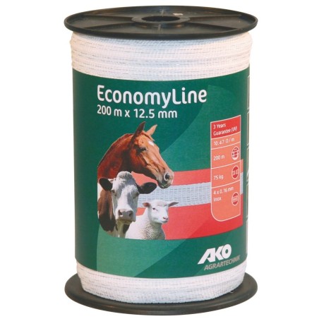 Band økonomi Line 200 m, 12,5 mm, hvit, 4 ledere