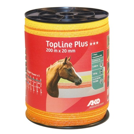 Gjerdeband TopLine Plus 200 m, 20 mm, gul / ora...